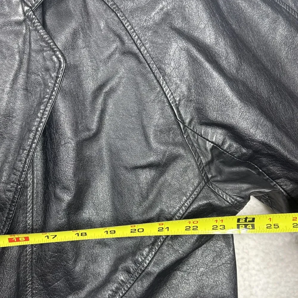 (R1) G III Women's Vintage 80s Black Leather Blazer, Size L, Biker Style